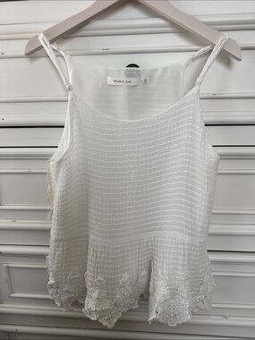 Mustard Seed White Lace-Trim Tank